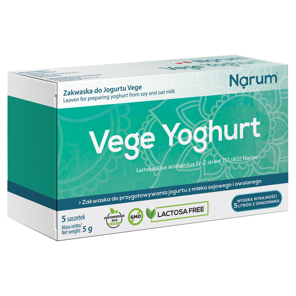 Narum Vege Yoghurt - Veganer Joghurt mit Narine, Laktose frei, Starterkulturen, 5 Beutel